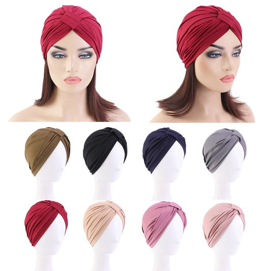 2024 Fashion Muslim Women Headscarf Hat Solid Modal Inner Hijabs Thin Summer Elastic Head Wrap Indian Hats Turban Caps For Lady