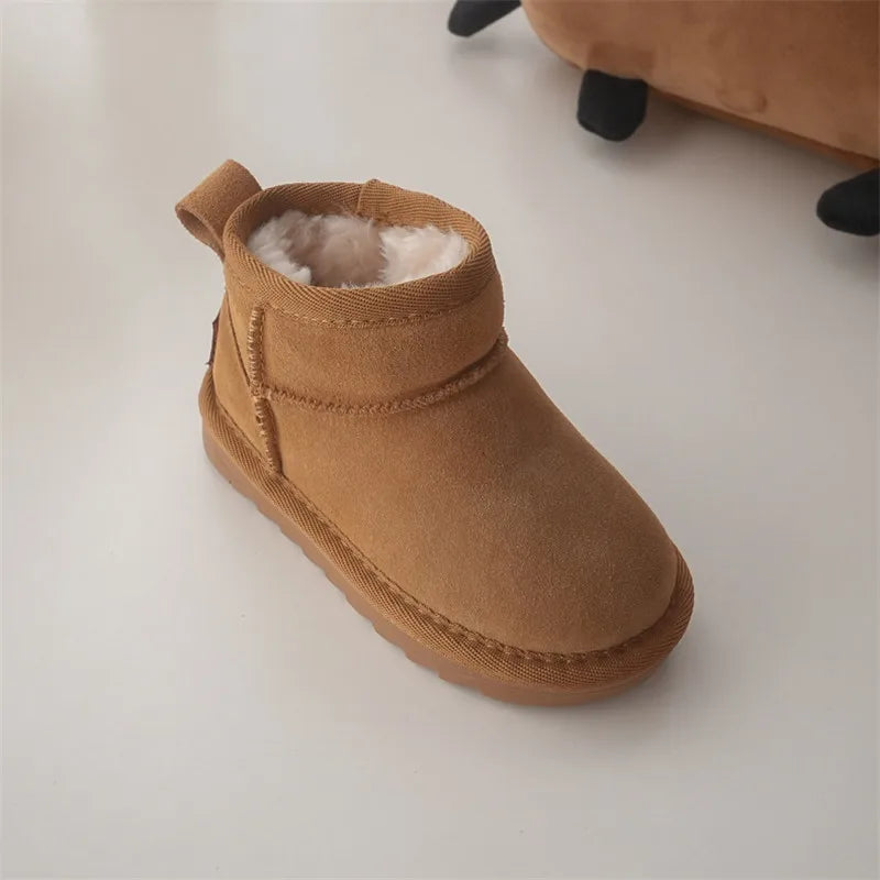 Children Winter Snow Boots Baby Cow Suede Upper Warm Boots Boy Girls Quality Leather Boots