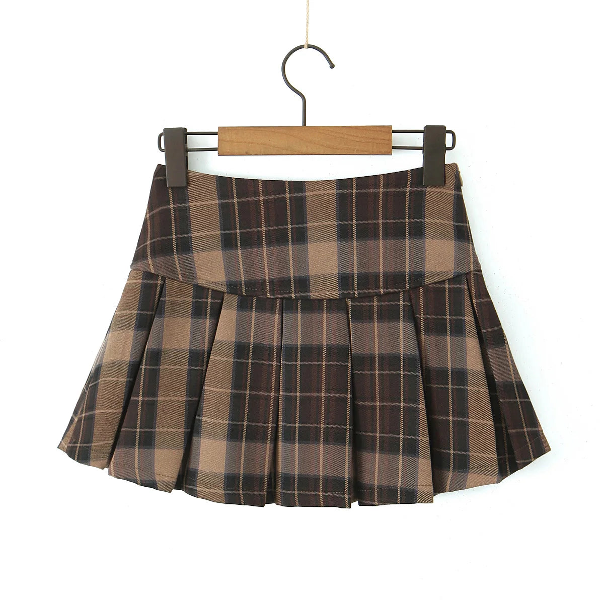 Korean fashion mini skirts for women streetwear 2024 fall fashion plaid pleated skirts women vintage clothes y2k skirts brown