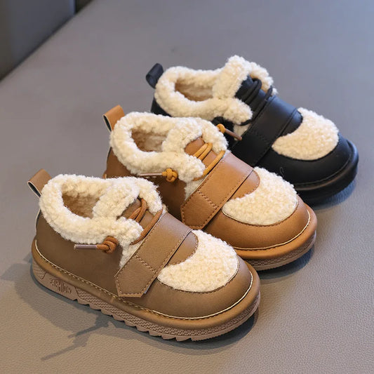 2024 Winter New Girls Shoes Thicken Warm Kids Snow Boots Non-slip Children Cotton Shoe Fashion Plush Casual Shoes Tenis De Niña