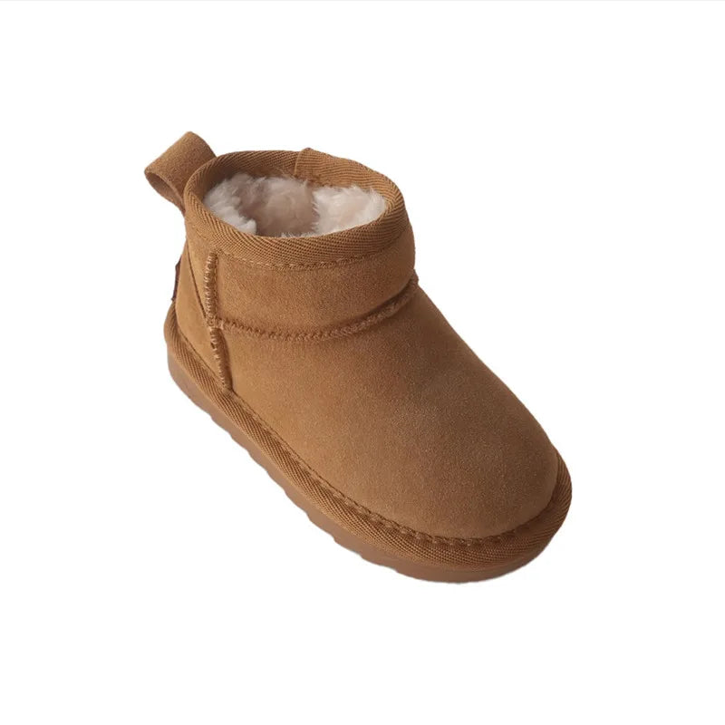 Children Winter Snow Boots Baby Cow Suede Upper Warm Boots Boy Girls Quality Leather Boots