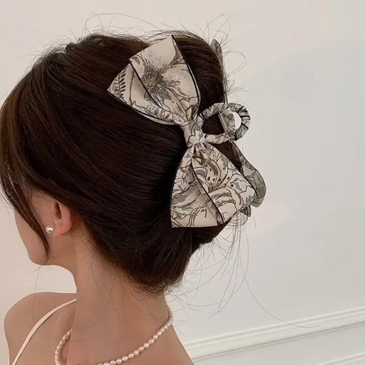 Fabric Bow Hairpin Temperament Elegant Women Hair Claw Clips Princess Headdress Fashion Large Grab Clip Female Hair Accessories